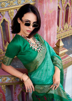 Green Patola Saree - side drape view