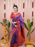 Purple Silk Saree for women - full front view | Snyvia