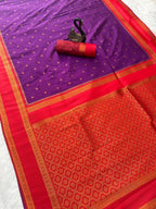 Purple Silk Saree - drape and pallu detail