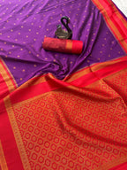 Purple Silk Saree - side drape view