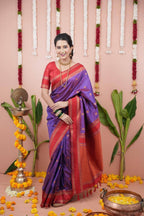 Purple Silk Saree - embroidery work detail