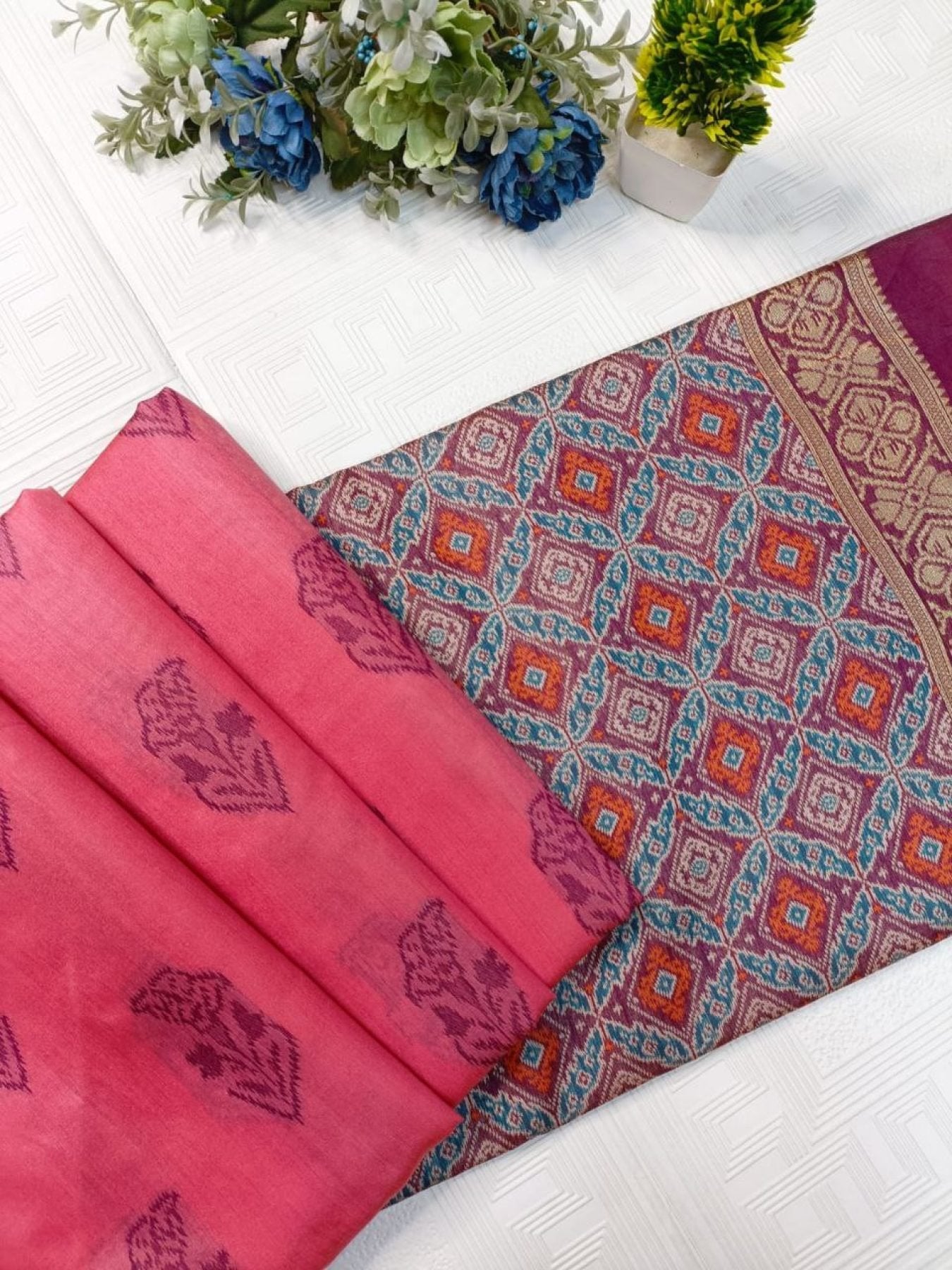 Golden Patola Saree - drape and pallu detail