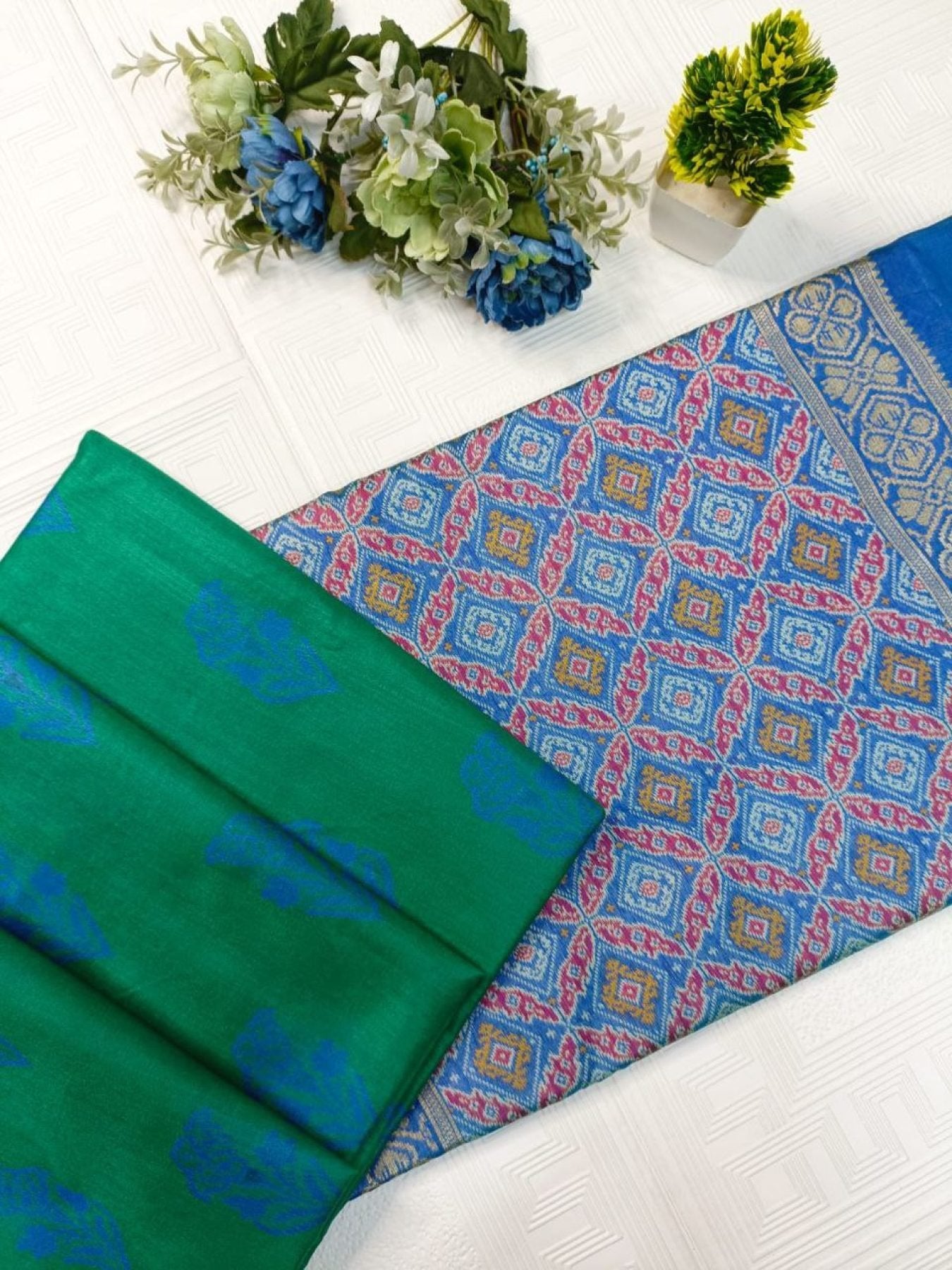 Golden Patola Saree - side drape view