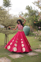 Roman Silk Navratri Lehenga Choli with Mirror Lace Work and 6 Meter Flair colour variant view