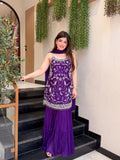 Purple Chinon Kurti with Dupatta for women | Snyvia