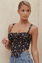 Moyra Black Crop Top for Women