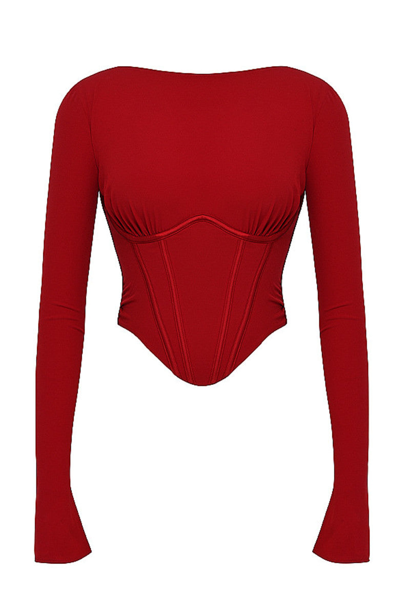Cudo Red Full Sleeve Top for Women