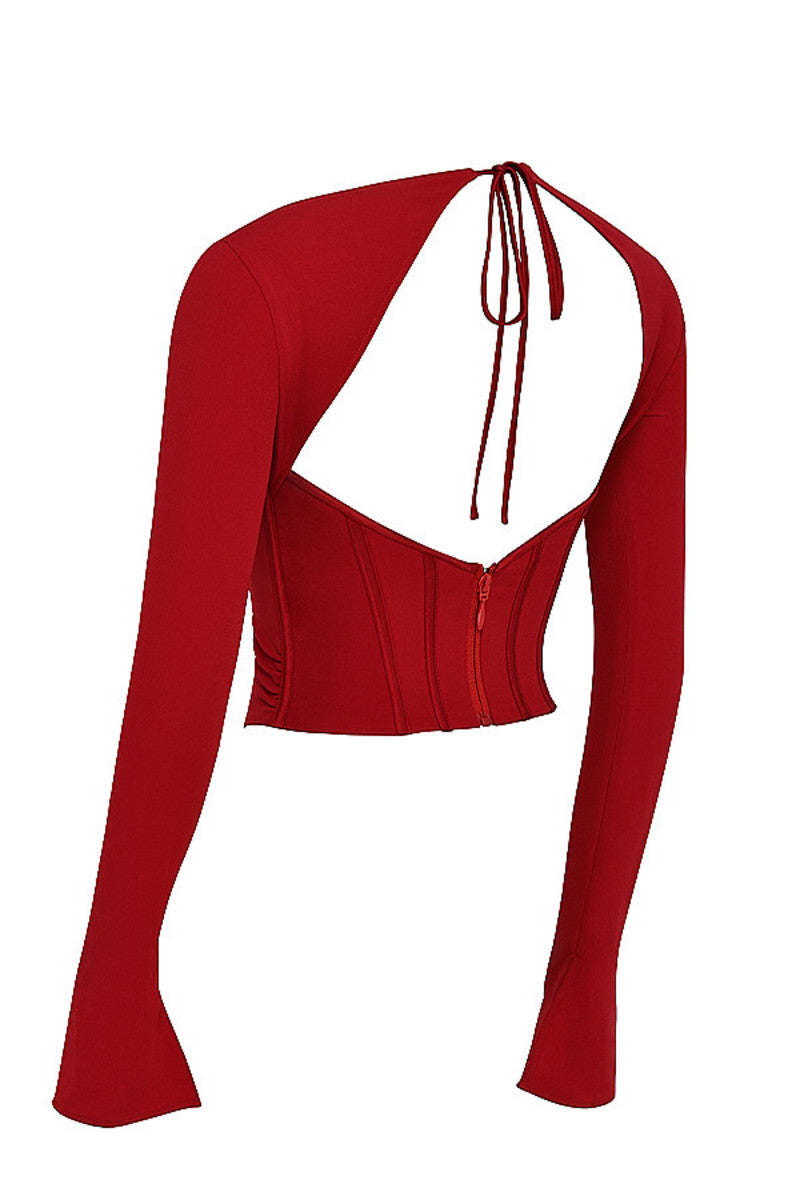 Cudo Red Full Sleeve Top for Women