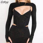 Kai Black Bustier Crop Top for Women