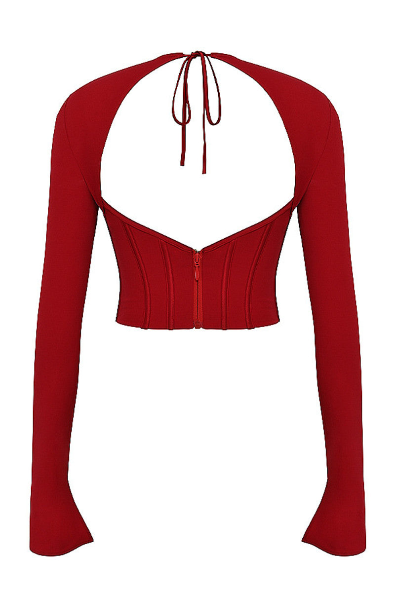 Cudo Red Full Sleeve Top for Women