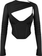 Kai Black Bustier Crop Top for Women
