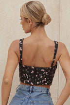 Moyra Black Crop Top for Women