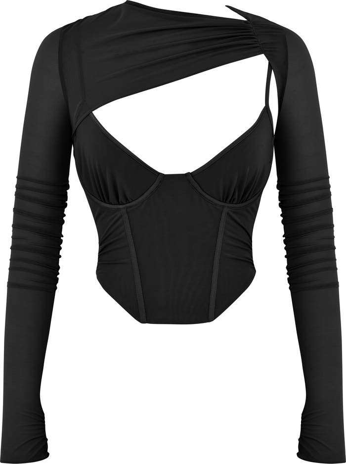 Kai Black Bustier Crop Top for Women