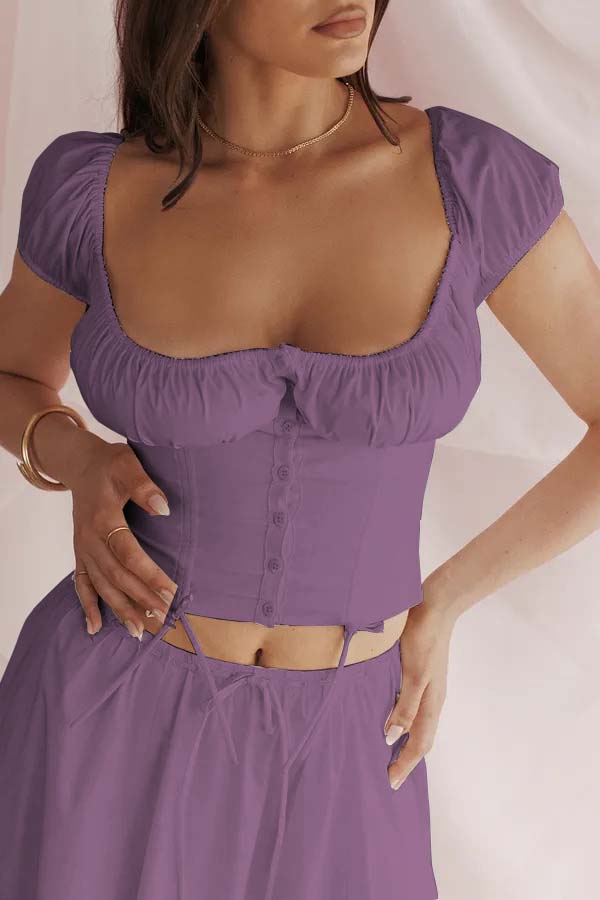 Rose Red Gathered Top for Women