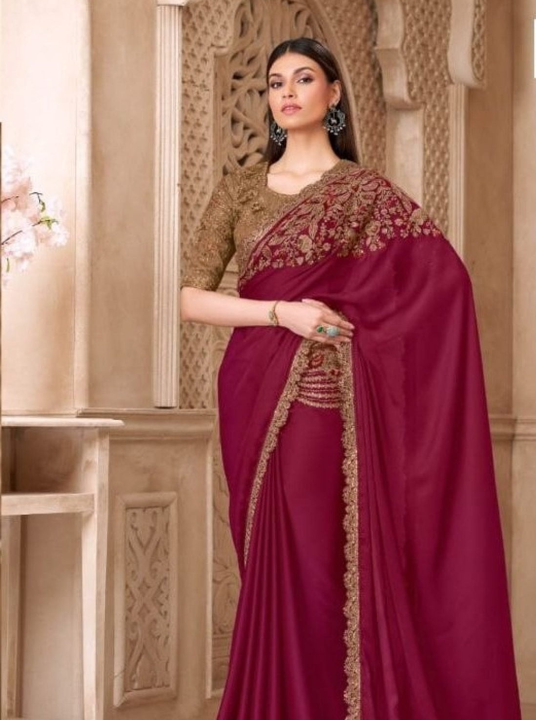Silver Saree - drape and pallu detail