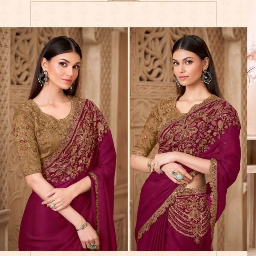 Silver Saree - blouse and border close-up