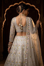 White Mirror Embroidered Lehenga Set with 4 Meter Flair colour variant view
