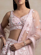 Soft Net Bridal Lehenga embroidery close-up
