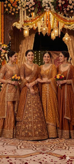 Brown Butterfly Net Lehenga Choli with Heavy Glass Sequins Work embroidery close-up