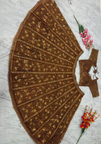 Brown Butterfly Net Lehenga Choli with Heavy Glass Sequins Work styling view