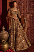 Brown Butterfly Net Lehenga Choli with Heavy Glass Sequins Work back view