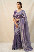 Purple Saree - drape and pallu detail