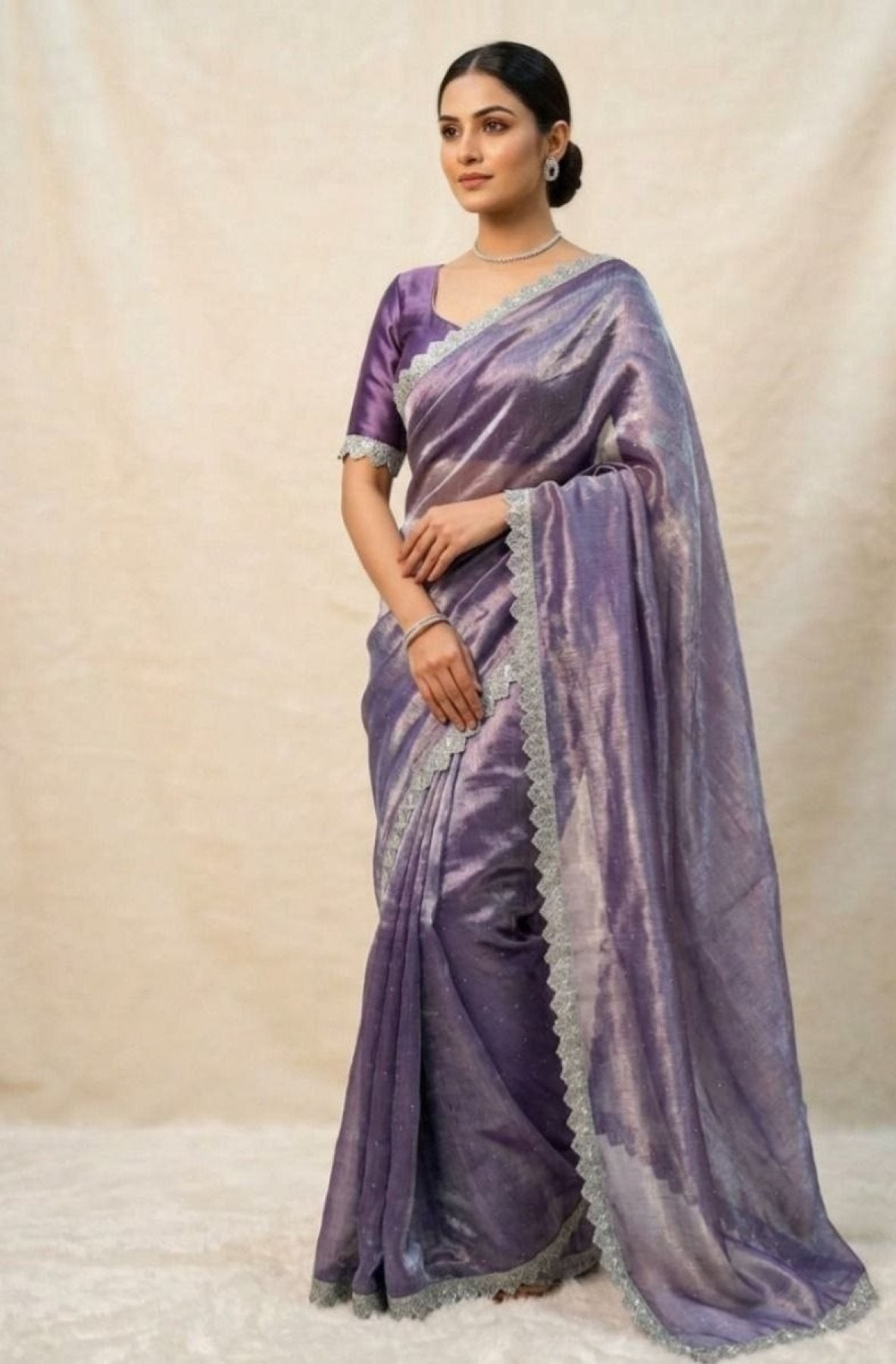 Purple Saree - drape and pallu detail