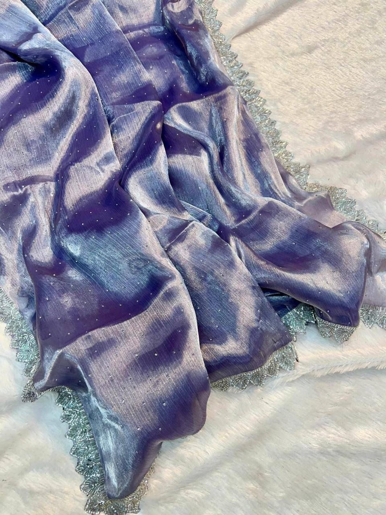 Purple Saree - blouse and border close-up