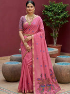 Pink Cotton Saree for women - full front view | Snyvia