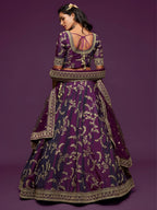 Art Silk Lehenga Choli Set with Heavy Zari and Sequins Work fabric texture detail