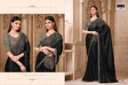 Black Satin Saree - blouse and border close-up
