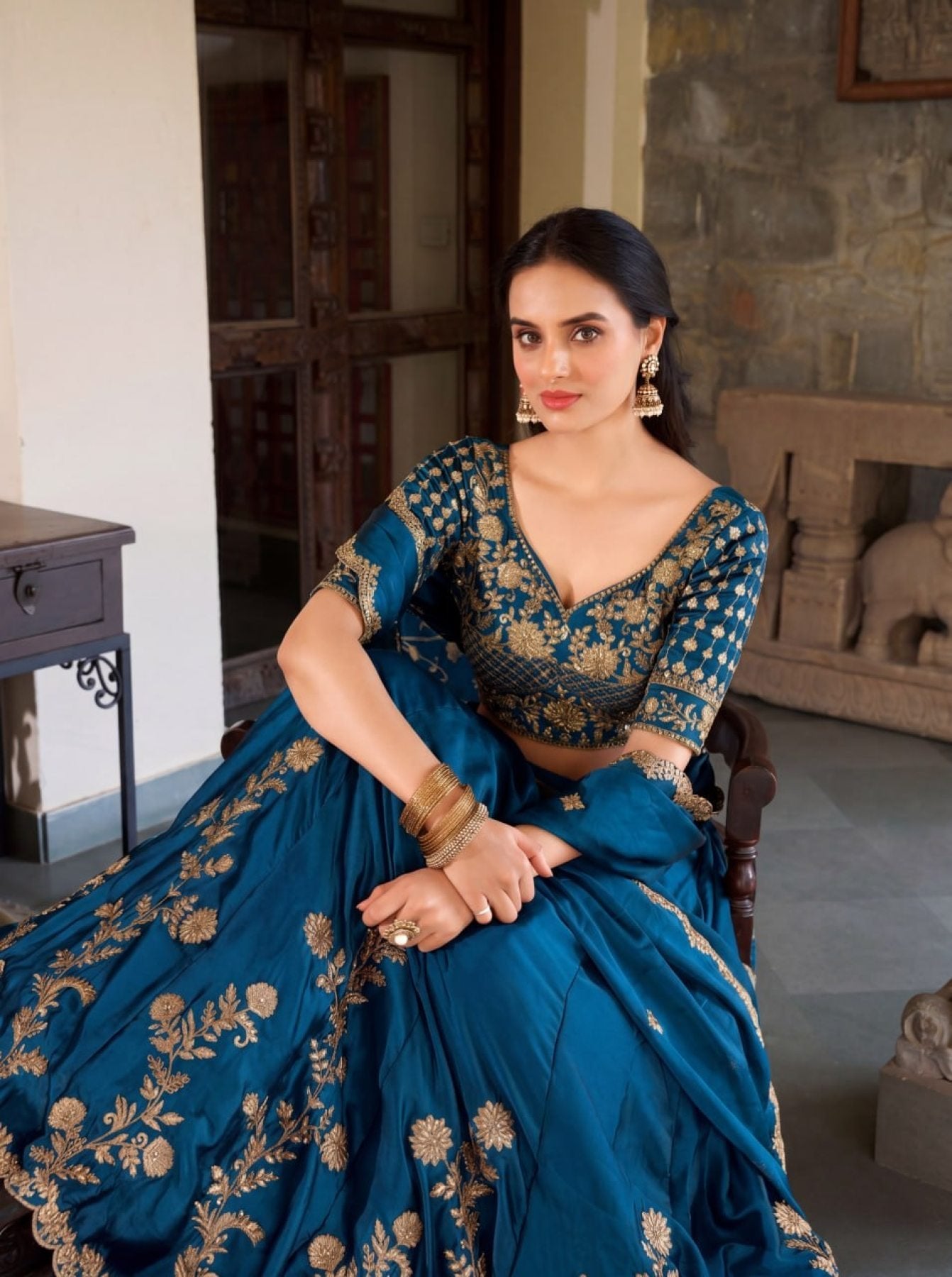 Rangoli Silk Lehenga Choli with Zari Dori Sequins Work for Wedding Wear front view