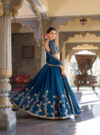 Rangoli Silk Lehenga Choli with Zari Dori Sequins Work for Wedding Wear full drape view