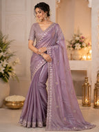 Lavender Saree for women - full front view | Snyvia