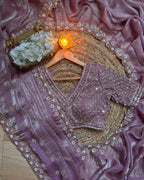 Lavender Saree - fabric texture close-up