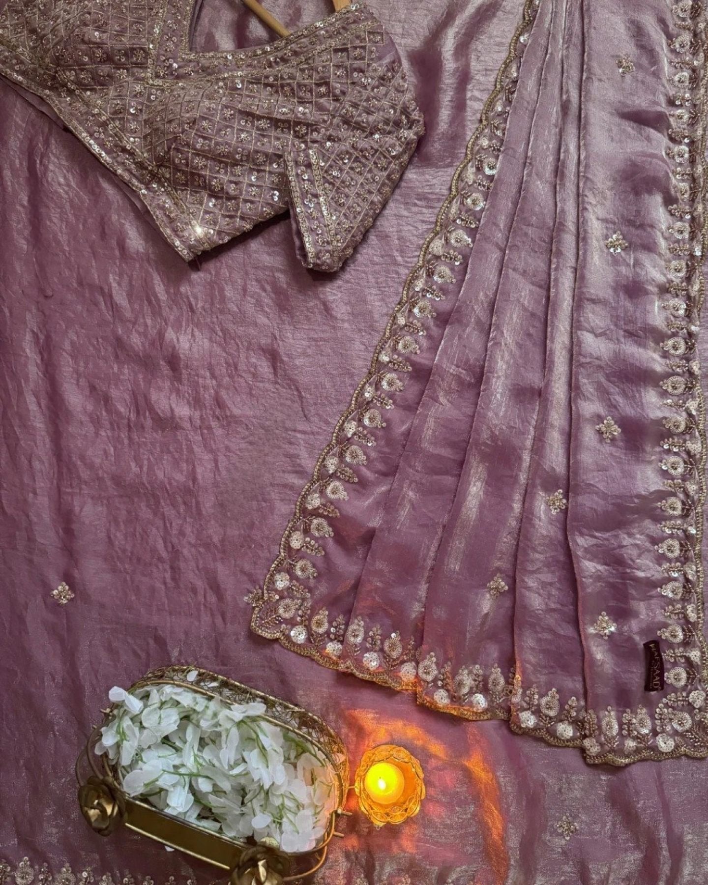Lavender Saree - pallu design detail