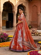 Tabby Silk Lehenga Set with Rich Digital Print and Embroidered Dupatta colour variant view