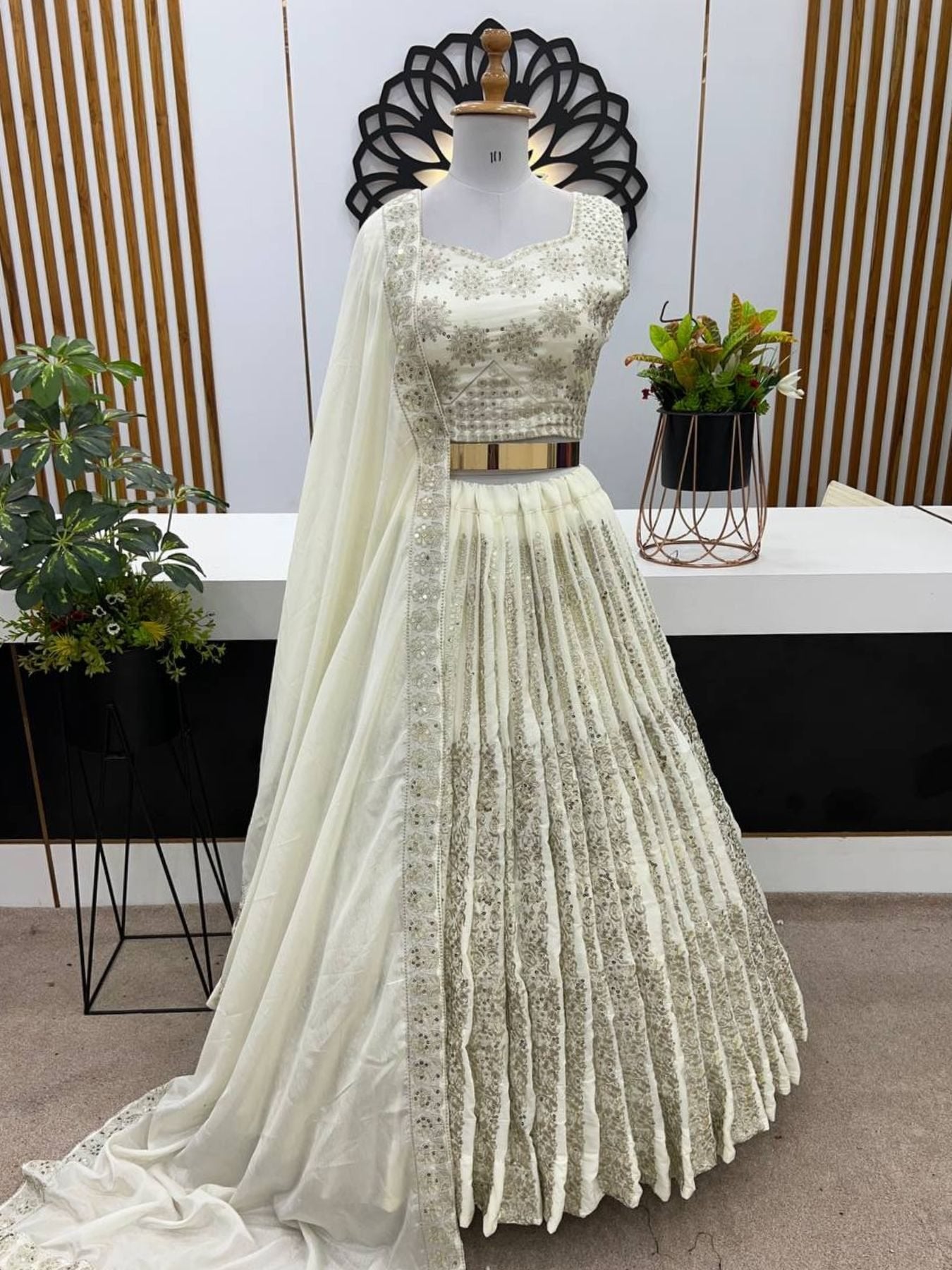 Chinnon Lehenga with Embroidery Wedding Ready Elegance full drape view