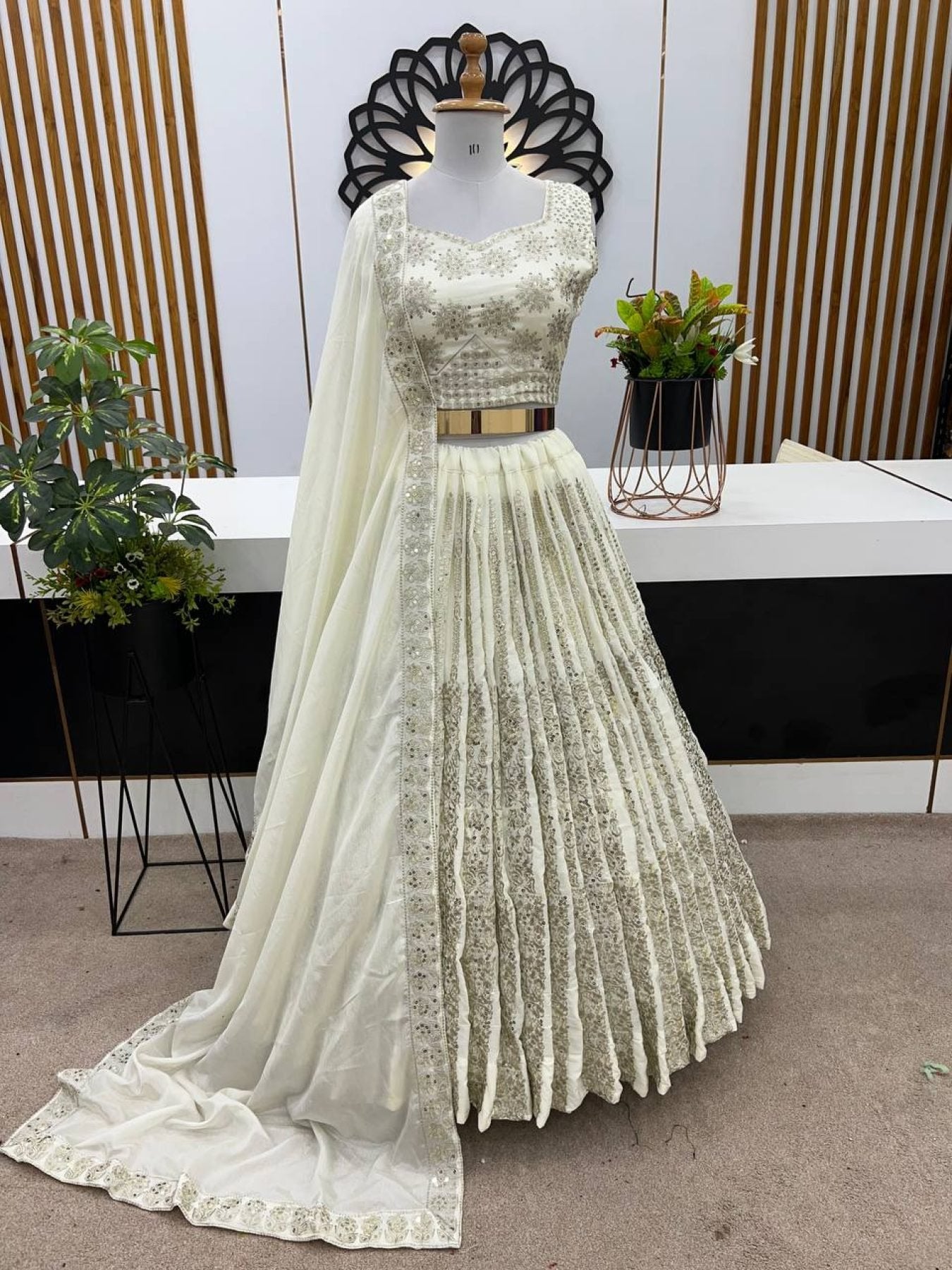 Chinnon Lehenga with Embroidery Wedding Ready Elegance blouse and dupatta detail