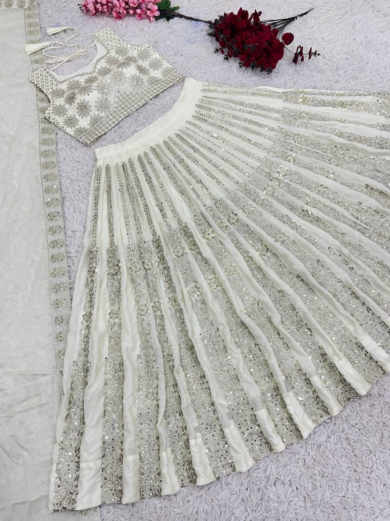Chinnon Lehenga with Embroidery Wedding Ready Elegance fabric texture detail