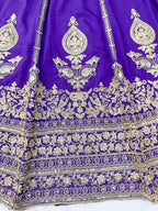 Purple Janhvi Kapoor wears Vichitra Silk Lehenga Choli with Coding Dori Work full drape view