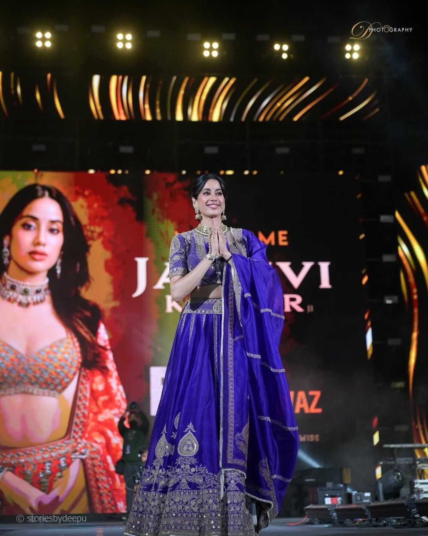 Purple Janhvi Kapoor wears Vichitra Silk Lehenga Choli with Coding Dori Work fabric texture detail