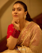 Golden Net Saree - drape and pallu detail