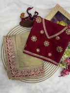 Golden Net Saree - side drape view