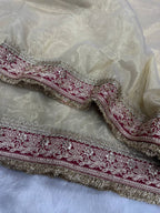 Golden Net Saree - blouse and border close-up