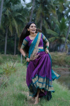 Half Saree Lehenga with Kanchi Cotton for Traditional Wear embroidery close-up