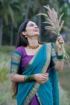 Half Saree Lehenga with Kanchi Cotton for Traditional Wear back view