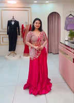Crepe Lehenga Saree with Heavy Embroidery for Wedding Wear detailed view