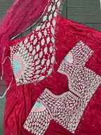 Crepe Lehenga Saree with Heavy Embroidery for Wedding Wear back view