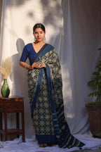 Linen Saree - drape and pallu detail